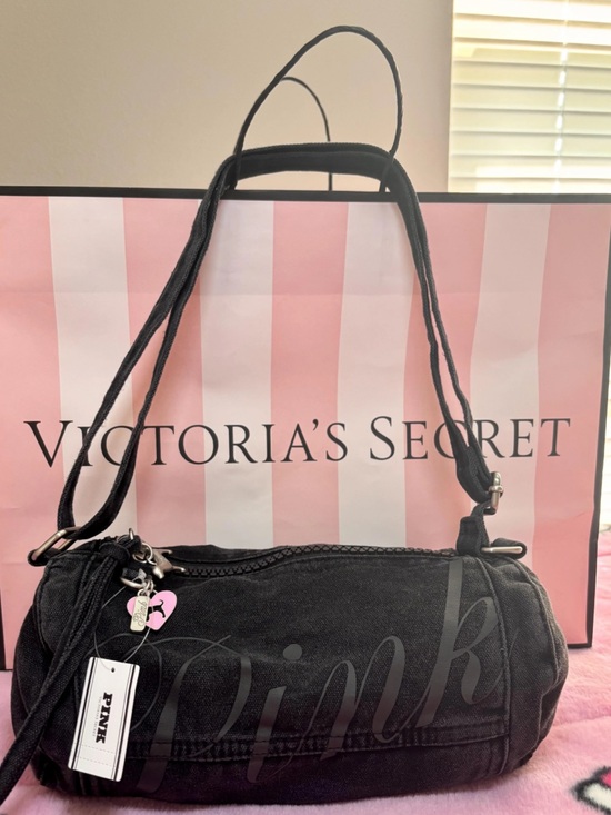 PINK Victoria's Secret Handbags - VIRAL Y2K PINK Black Barrel Bag